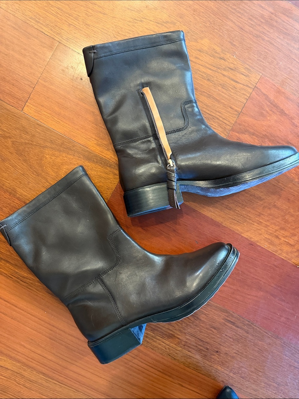 Franco SORTO TAILOR Moto BOOTS, choc brown Leather Mid-Calf Boots with Side Zip